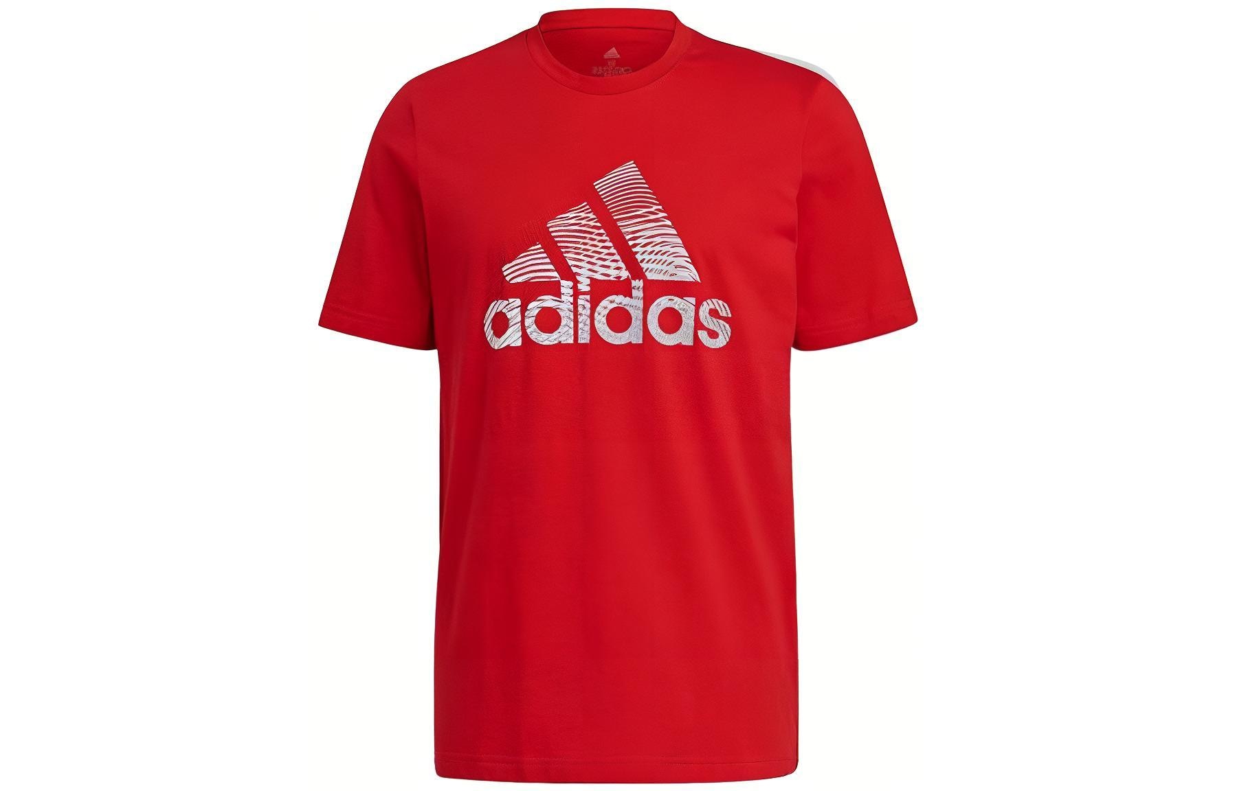 Футболка Adidas Letter Logo Crew Neck T-Shirt Red