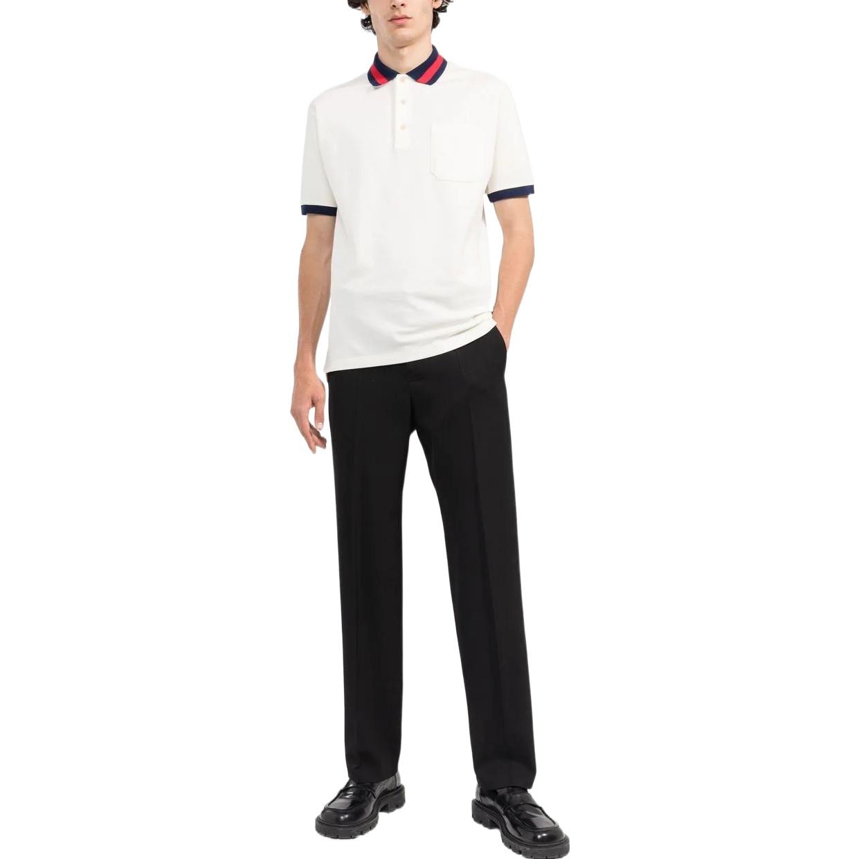 Gucci FW22 Striped Collar Polo White — фото 2