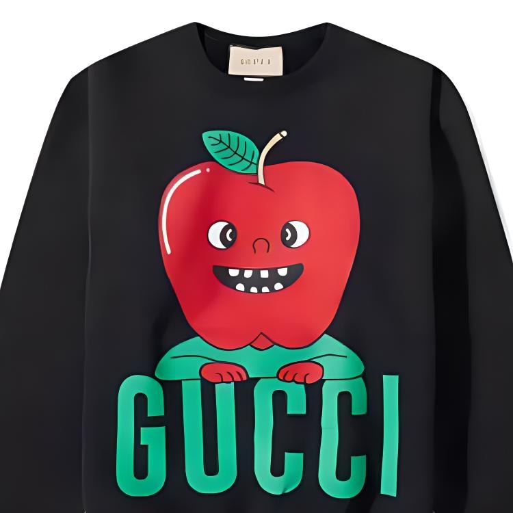 Gucci SS23 Apple Logo Crewneck Sweatshirt Black — фото 5