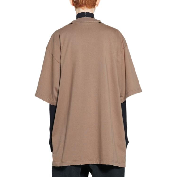Balenciaga SS23 Distressed Logo T-Shirt Light Brown — фото 3