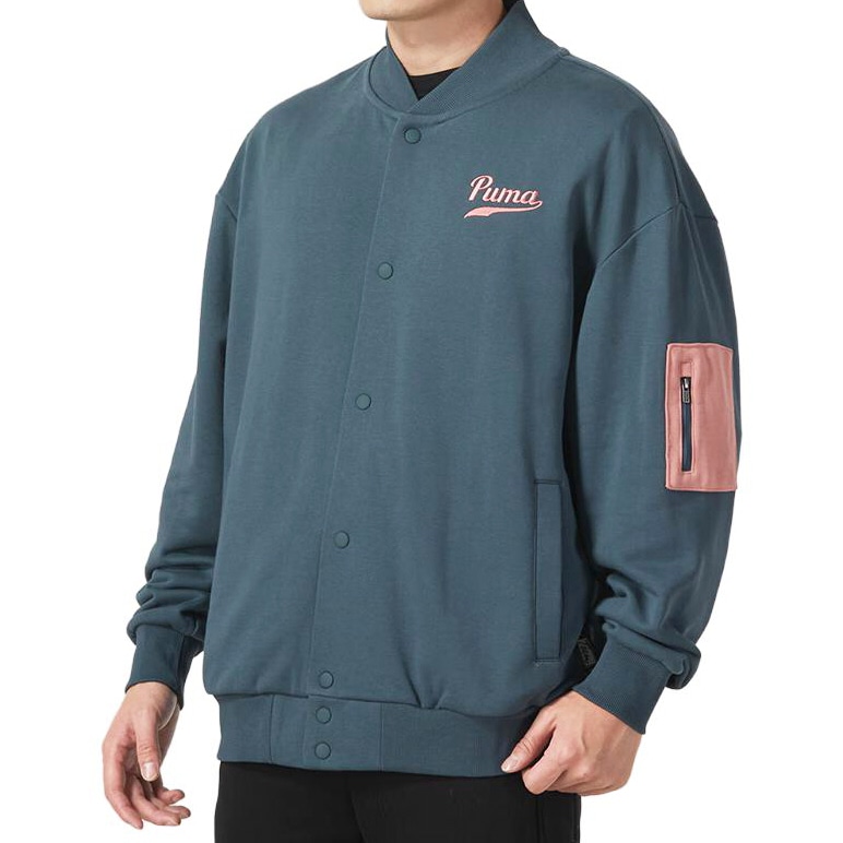 Puma Colorblock Letter Print Jacket Green — фото 3