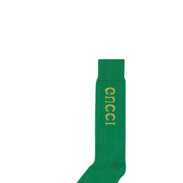 Gucci SS23 Logo Jacquard High Socks Green — фото 3