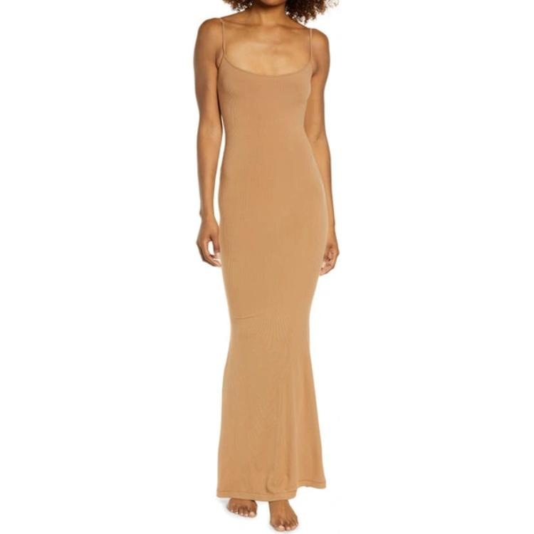 Skims Soft Lounge Long Slip Dress Camel — фото 4