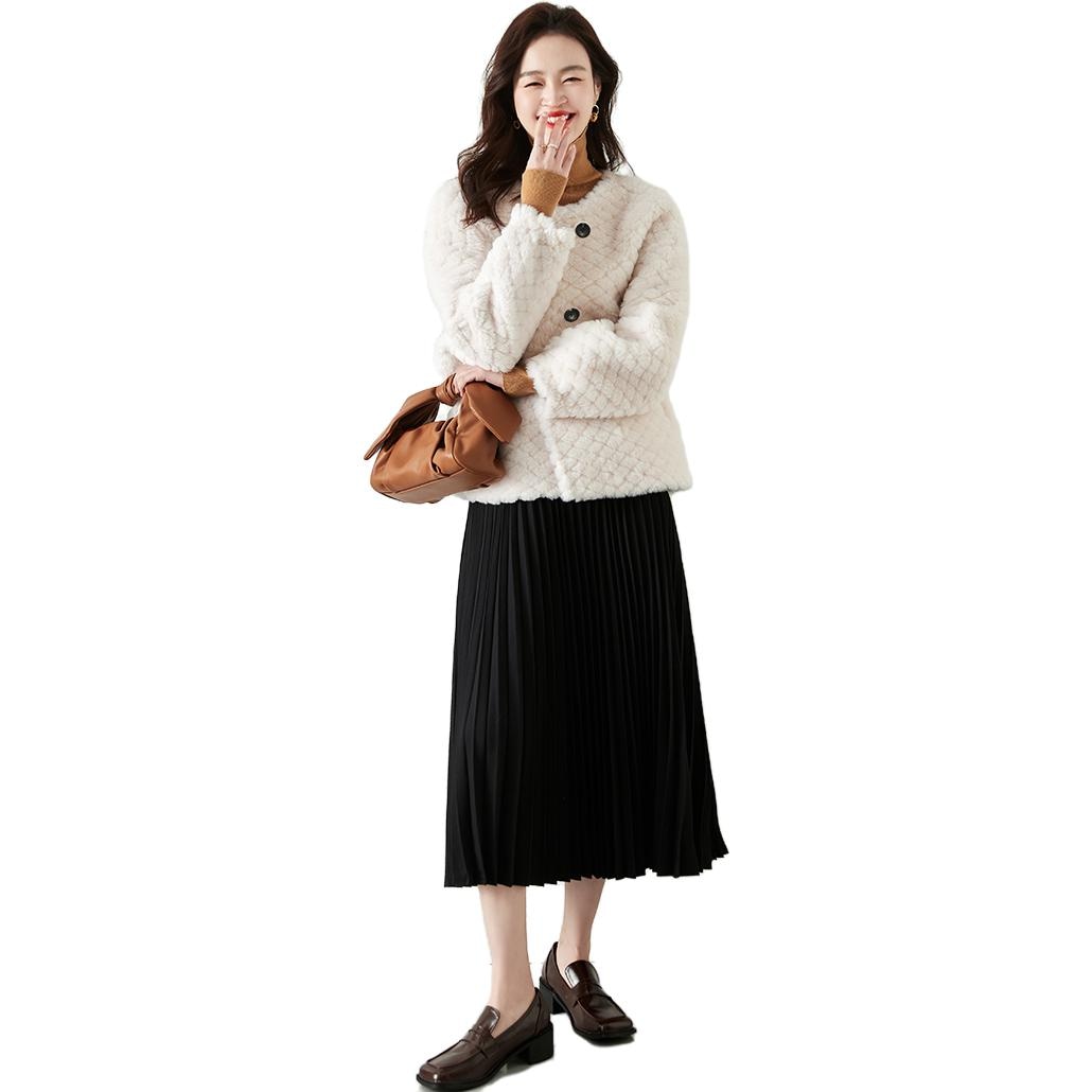 Dme 【dme】 纯色圆领纽扣毛毛棉服 女款 — фото 4