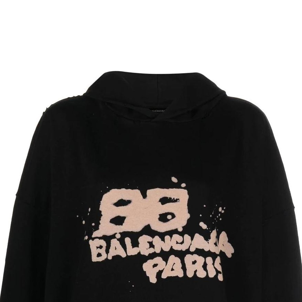 Balenciaga Logo Print Hoodie Black — фото 5