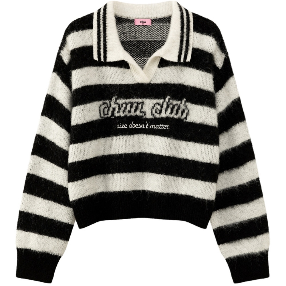 Chuu Sweater Black White Stripes — фото 7