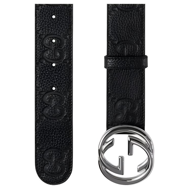 Gucci Logo Print Belt Black 4CM — фото 1
