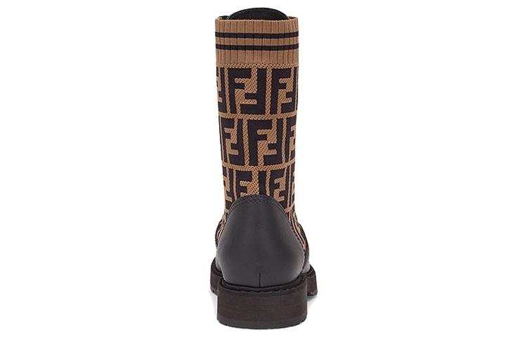 Fendi FF Motif Leather Biker Boots Black — фото 9