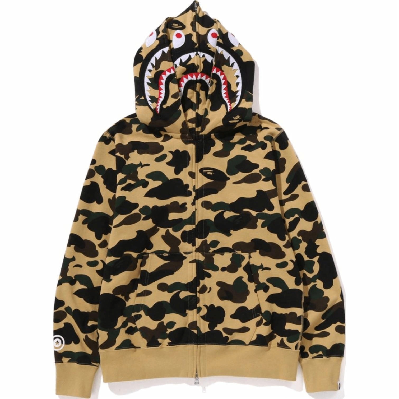 A BATHING APE BAPE SS25 Camo Shark Double Zip Hoodie Green — фото 4