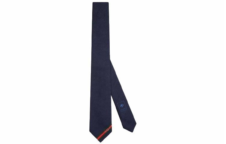 Gucci Double G Jacquard Tie Navy Blue — фото 1