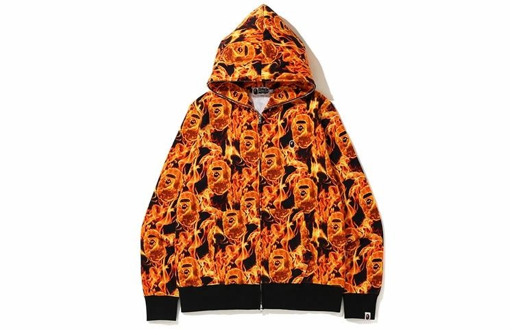 Худи A BATHING APE FLAME WIDE FULL ZIP HOODIE