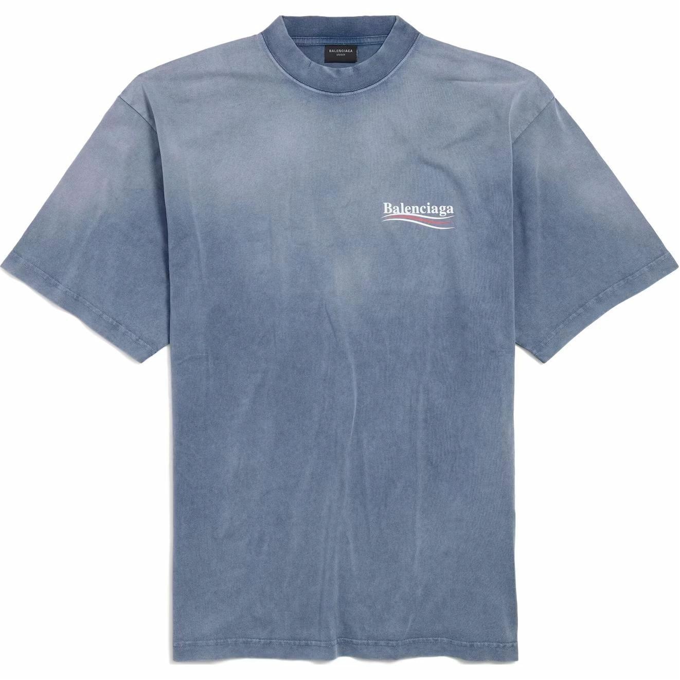 Balenciaga Logo Print T-Shirt Faded Blue — фото 9