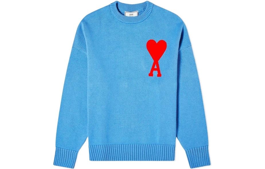 AMIPARIS Logo Knit Sweater Blue