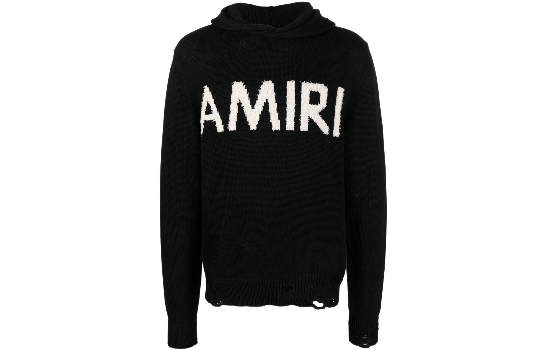 AMIRI FW22 Logo Embroidered Wool Hoodie Black