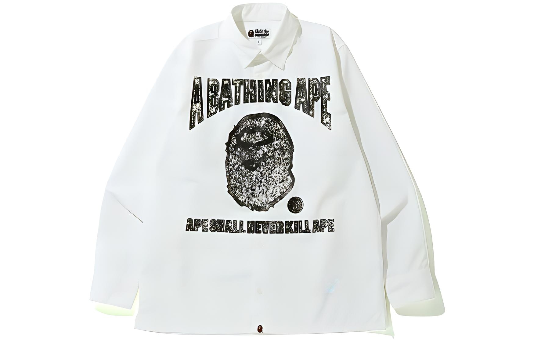 Рубашка A BATHING APE BAPE Logo Print Long Sleeve Shirt