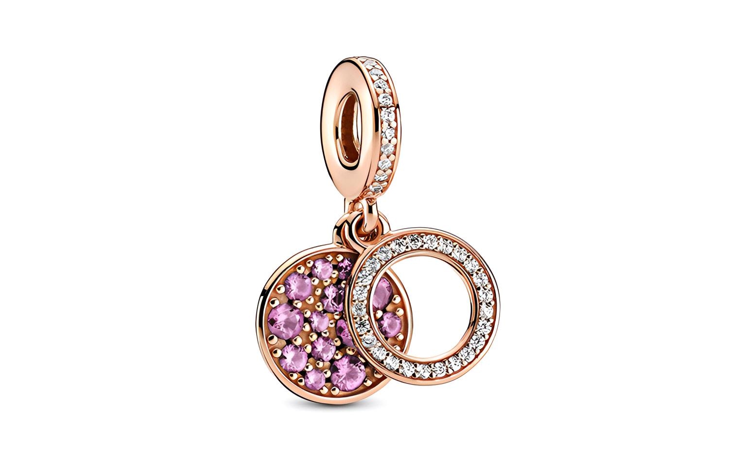 Pandora Radiant Pink Double Charm Rose Gold