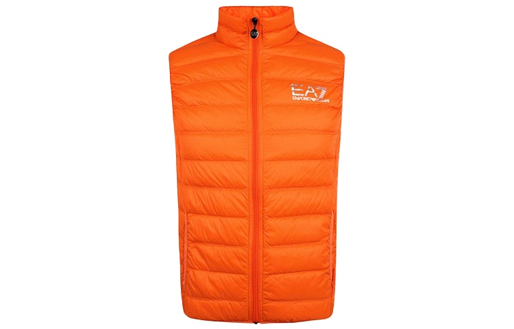 EMPORIO ARMANI/阿玛尼 Emporio Armani Logo Print Sleeveless Down Vest Orange