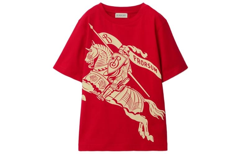 Burberry Equestrian Knight Logo T-Shirt Kids Postbox Red