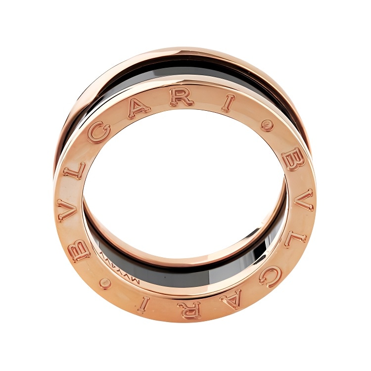 Bvlgari B.ZERO1 Narrow Double Ring Ceramic Rose Gold — фото 3