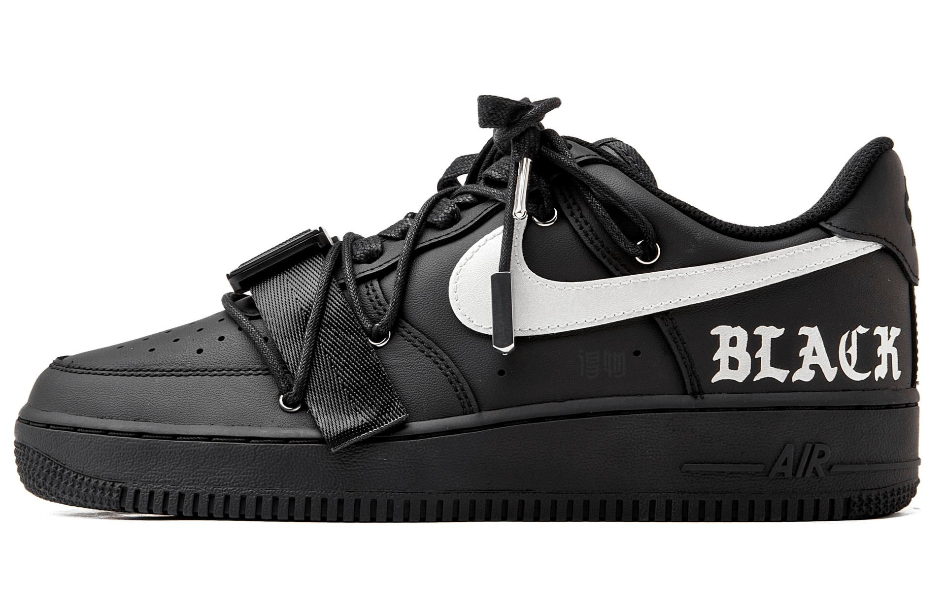 Nike Air Force 1 '07 Black Silver — фото 7