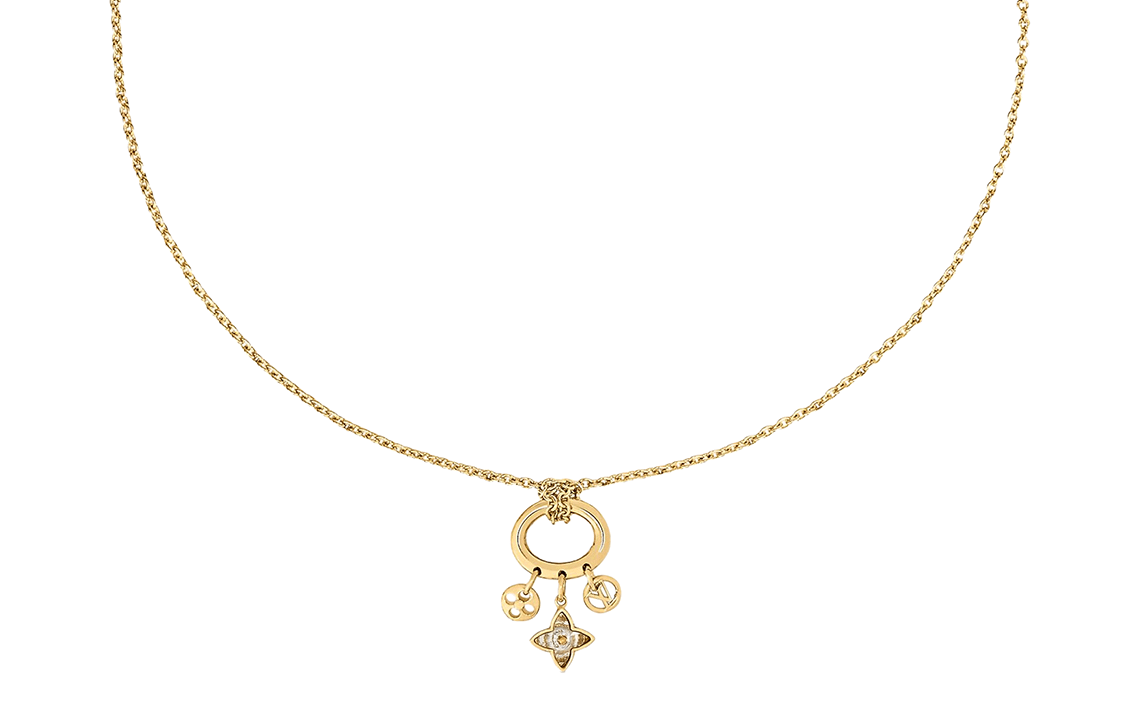Louis Vuitton Floral Pendant Necklace Gold