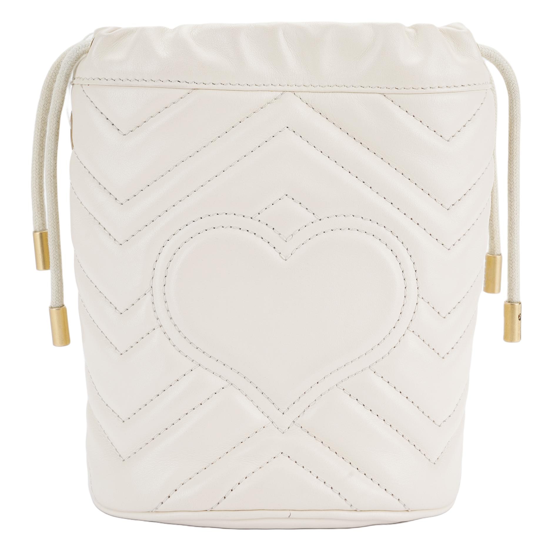 Gucci GG Marmont Mini Bucket Bag White — фото 2