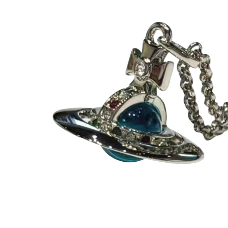 Vivienne Westwood New Tiny Orb Necklace Lake Blue Silver — фото 1