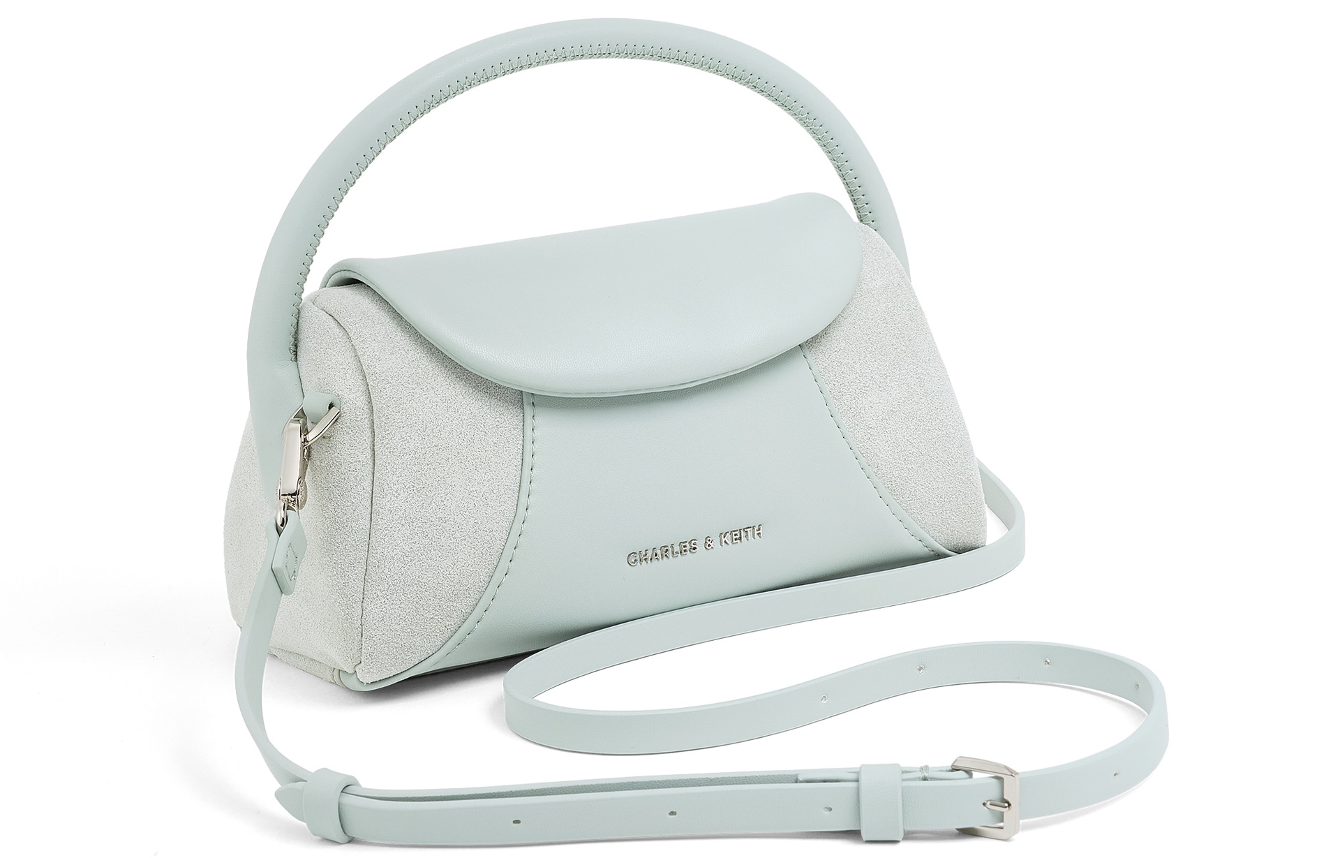 Charles&Keith Patchwork Suede Crossbody Bag Small — фото 5