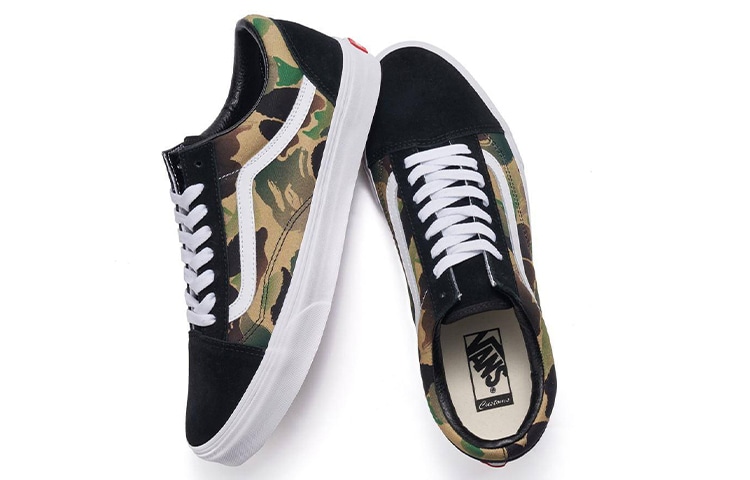 Vans A BATHING APE x Vans Old Skool Low Black Camo — фото 3