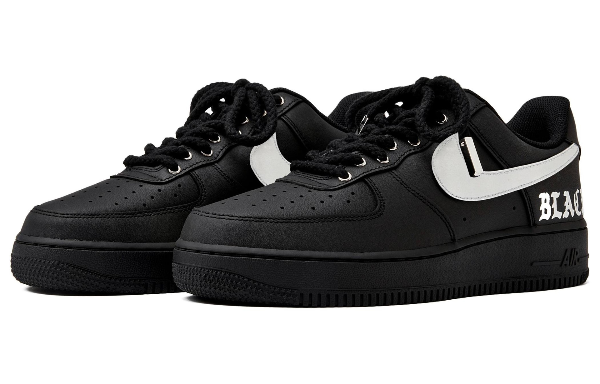 Nike Air Force 1 '07 Black Silver — фото 3