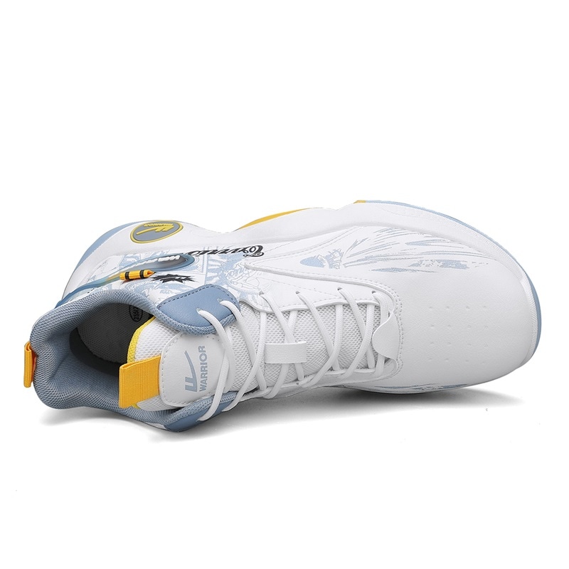 Warrior High-Top Basketball Shoes White Light Blue — фото 2