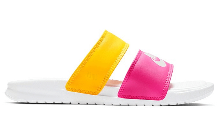 Nike Benassi Duo Ultra Slide White Yellow Pink — фото 1
