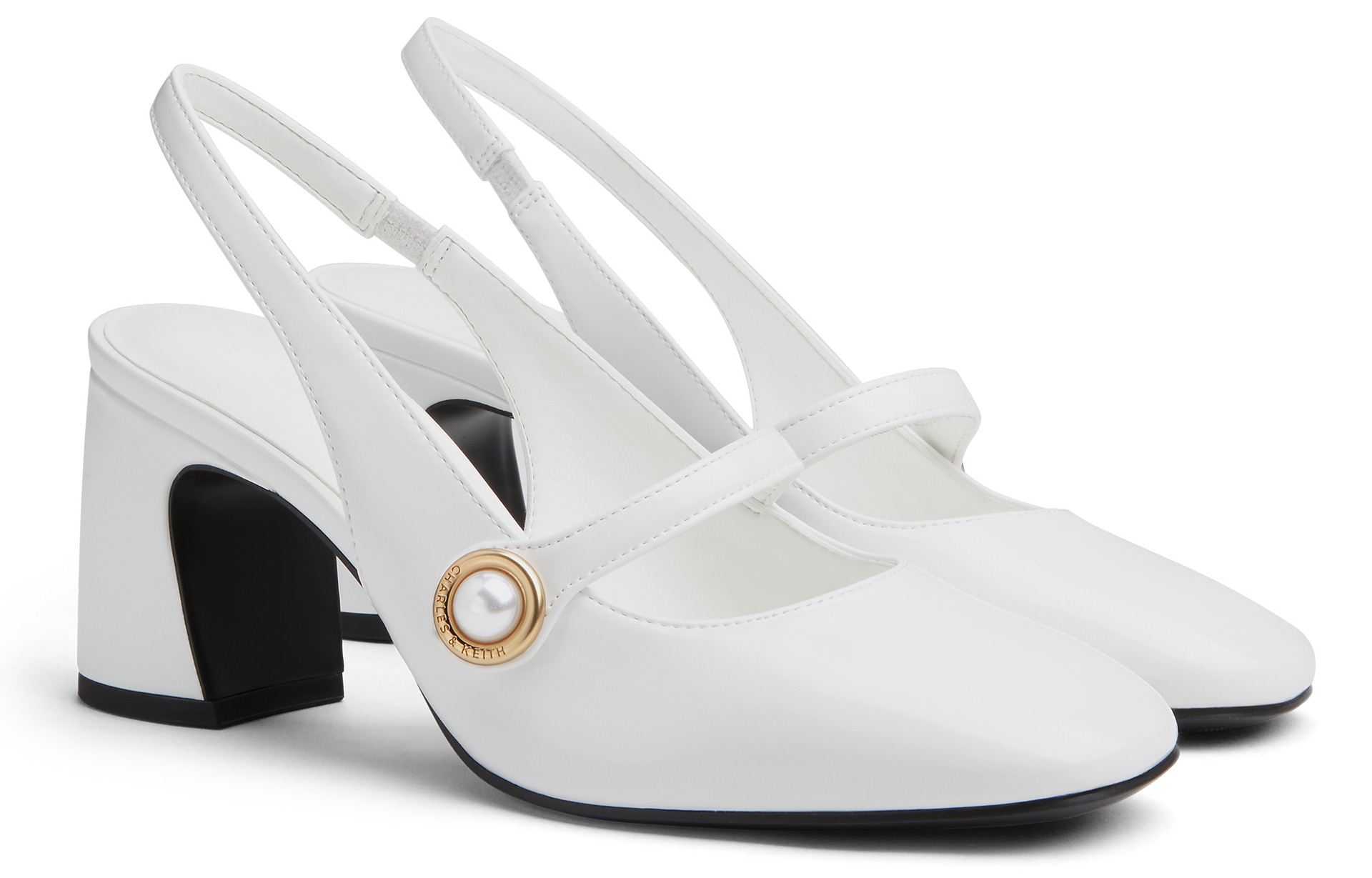 Charles&Keith CHARLESKEITH ck PU 7cm WhiteBlack Box — фото 1