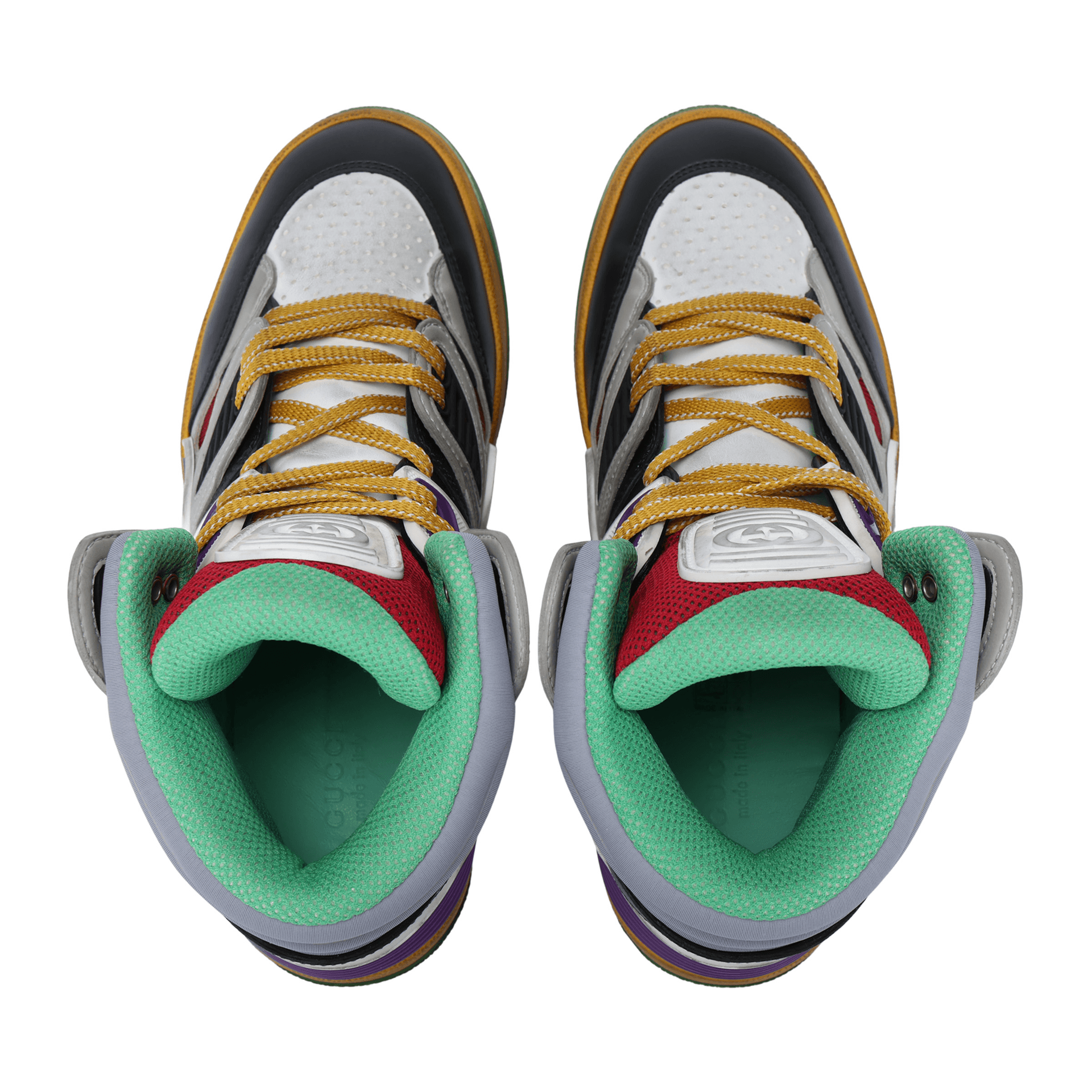 Gucci Basket High Top Black White Yellow — фото 2