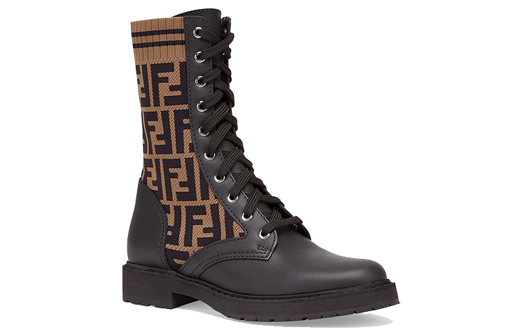Fendi FF Motif Leather Biker Boots Black — фото 2