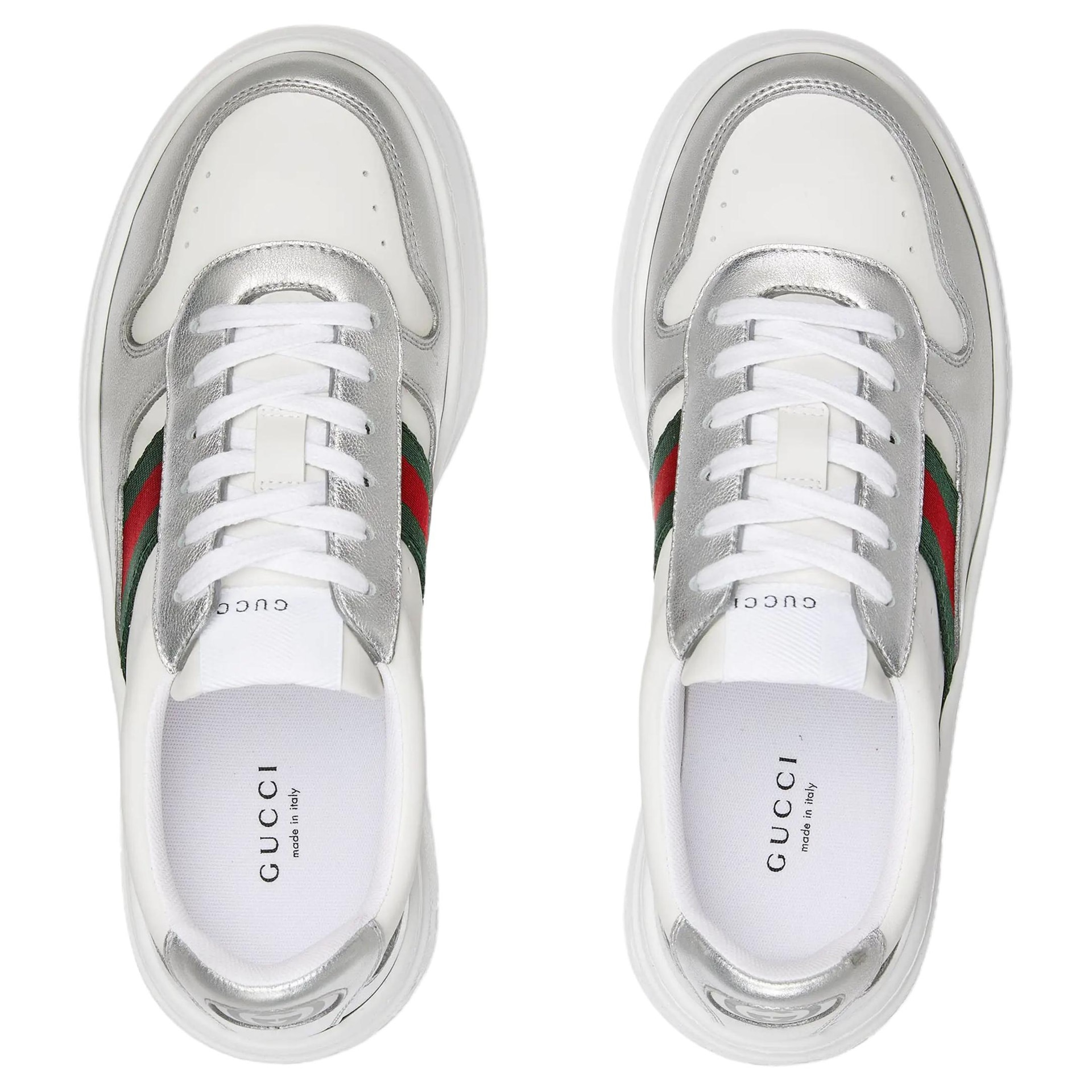 Gucci Leather Lace-Up Low Top Sneakers White — фото 3