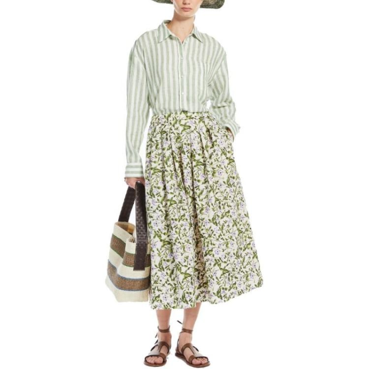 WEEKEND MaxMara Striped Button-Up Shirt Green — фото 4