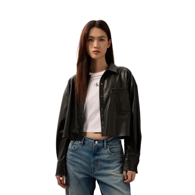 Calvin Klein Cropped Biker Jacket Black — фото 2