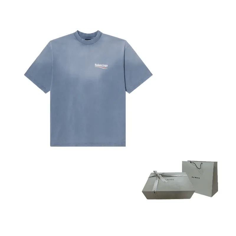 Balenciaga Logo Print T-Shirt Faded Blue — фото 4