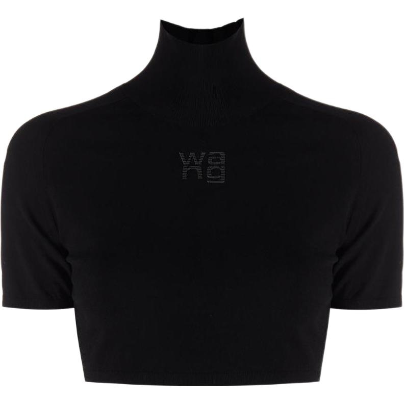 alexander wang FW22 Logo Embossed Cropped Sweater Black