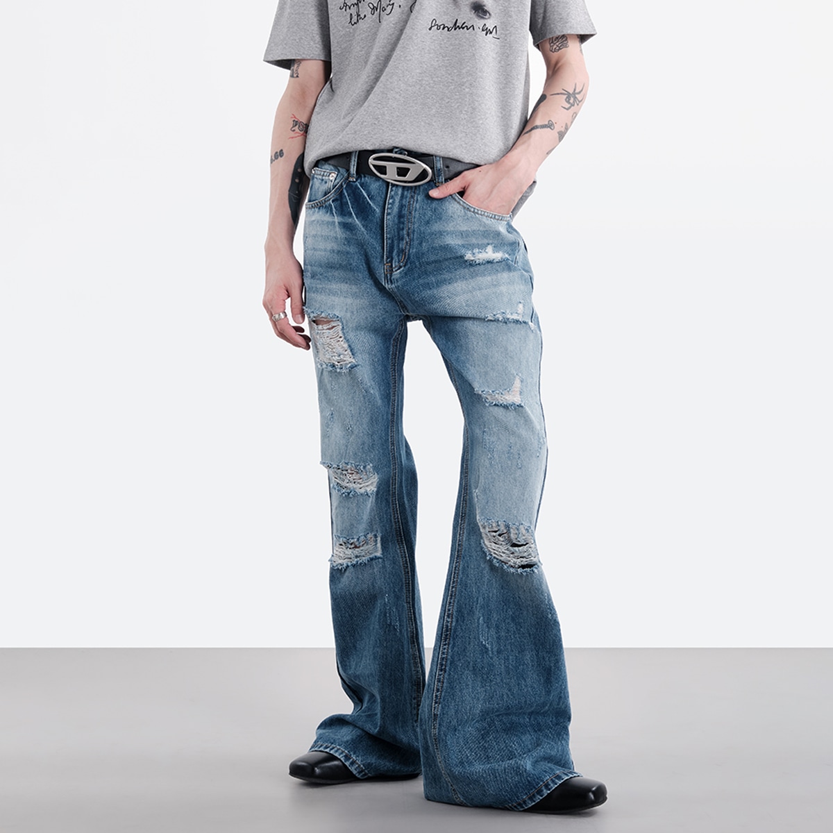 Coolalpaca Vintage Washed Distressed Jeans — фото 2
