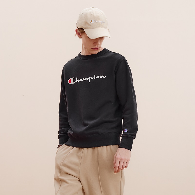 Champion Classic Logo Crewneck Sweatshirt Black — фото 2