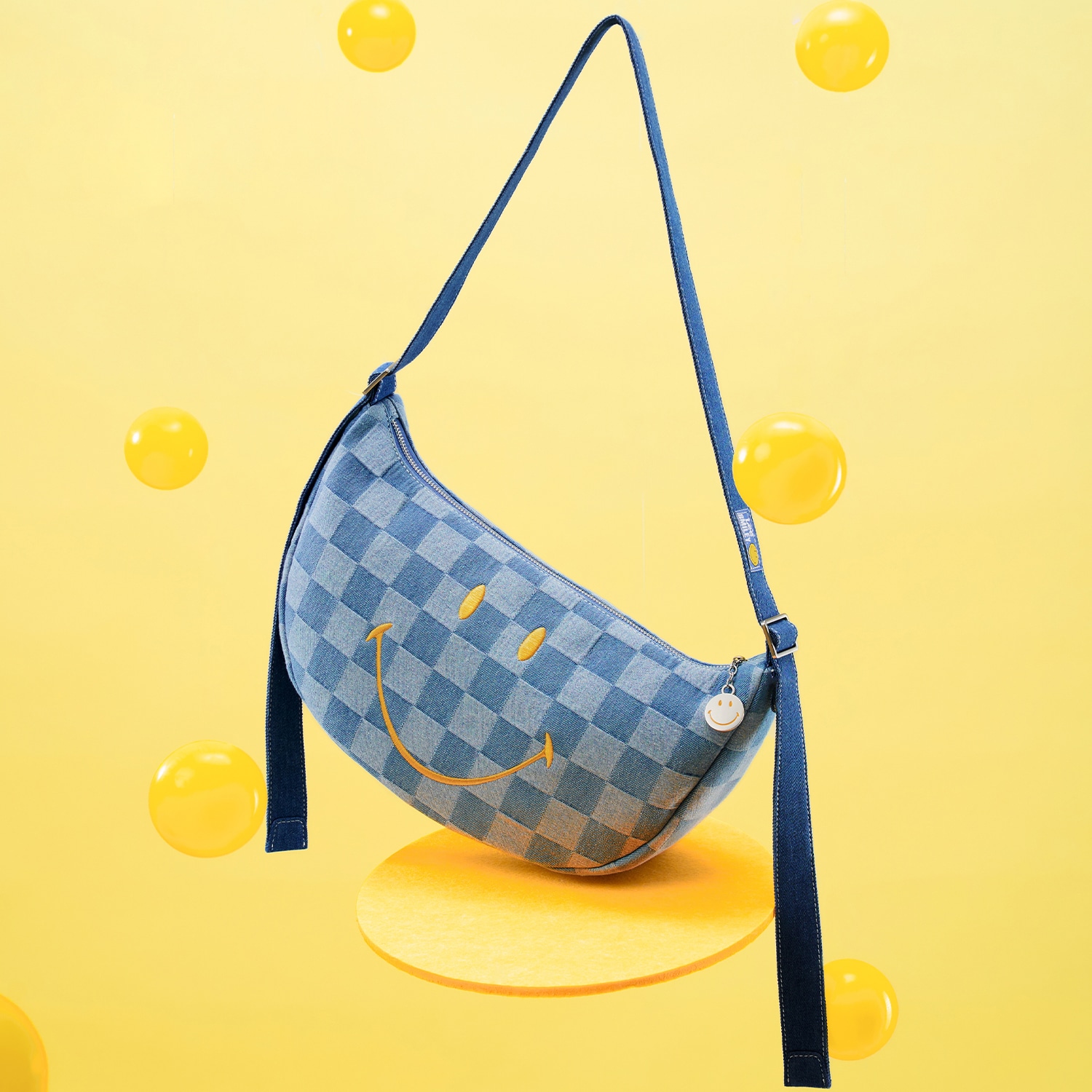 Lee x Smiley Checkered Tote Bag Blue — фото 8