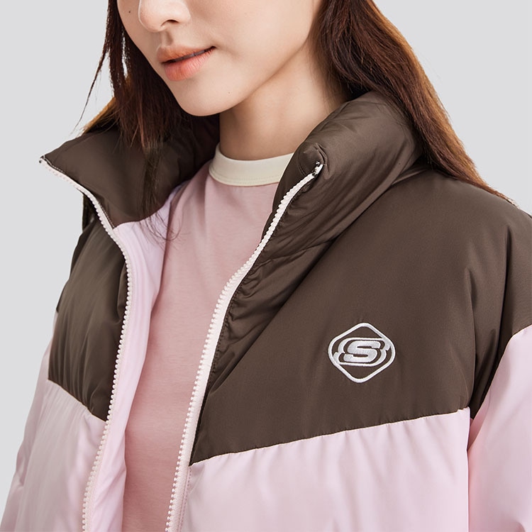 Skechers Down Jacket Grey Pink — фото 3