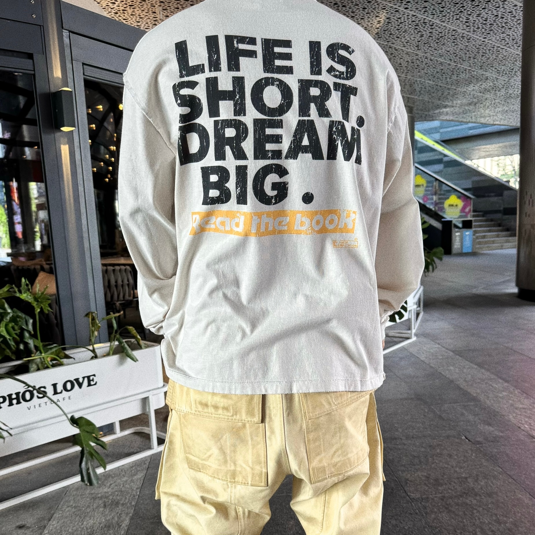 False Perception Slogan Washed Long Sleeve Tee — фото 5