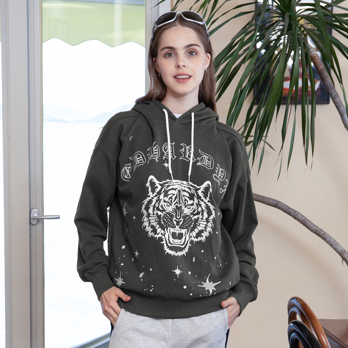Ed Hardy X Ed Hardy Tiger Logo Hoodie Silver Starry Sky — фото 6