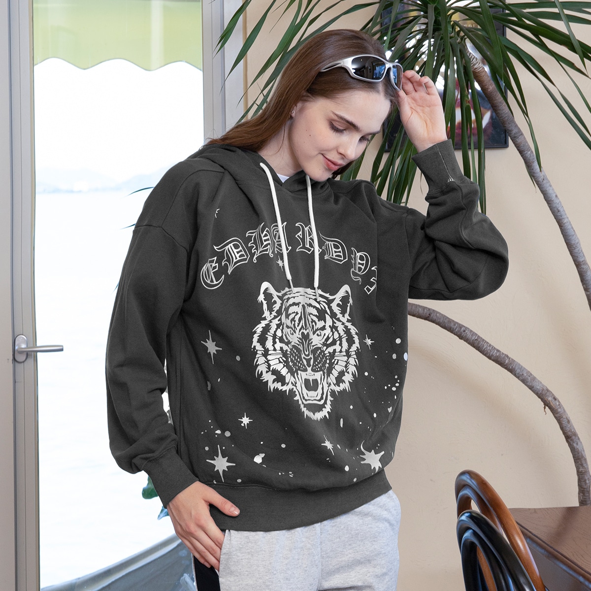 Ed Hardy X Ed Hardy Tiger Logo Hoodie Silver Starry Sky — фото 7