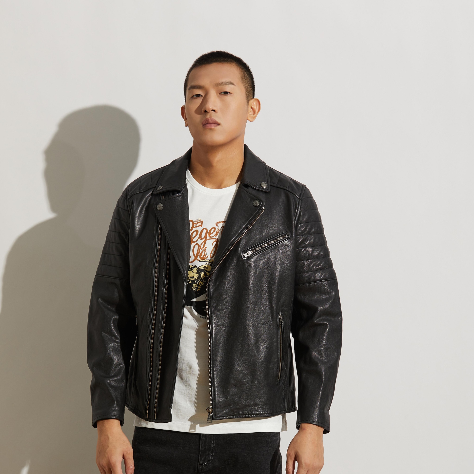 Mcs Slim Fit Biker Leather Jacket Black — фото 2