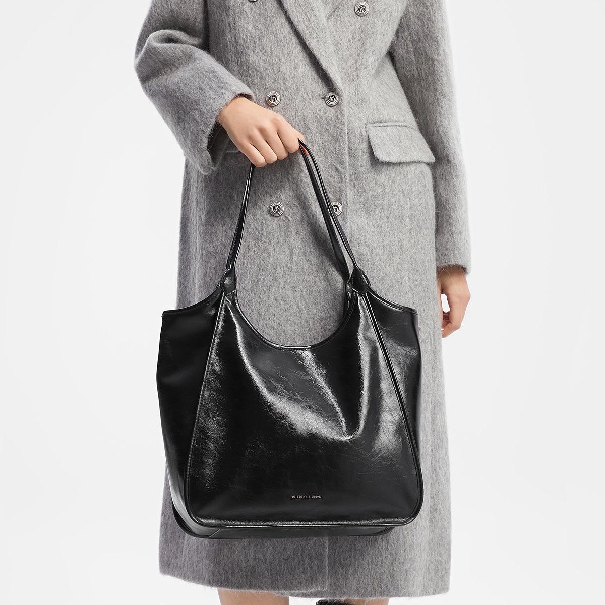Charles&Keith CHARLESKEITH ck PU BlackPewterBurgundy — фото 5