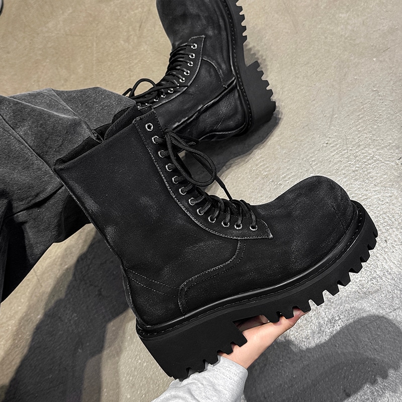 Dounkol PU Denim Work Boots 10CM Black — фото 5